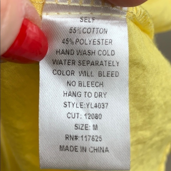 Ya Los Angeles Sunny yellow, silky ruffle V neck wrap babydoll mini dress S - Picture 8 of 8